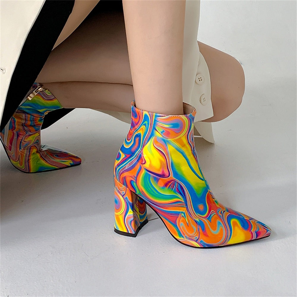 Groovy Psychedelic 70s boots, 70s Style Ankle Boots, Hippie Boots, 70s Style Boots