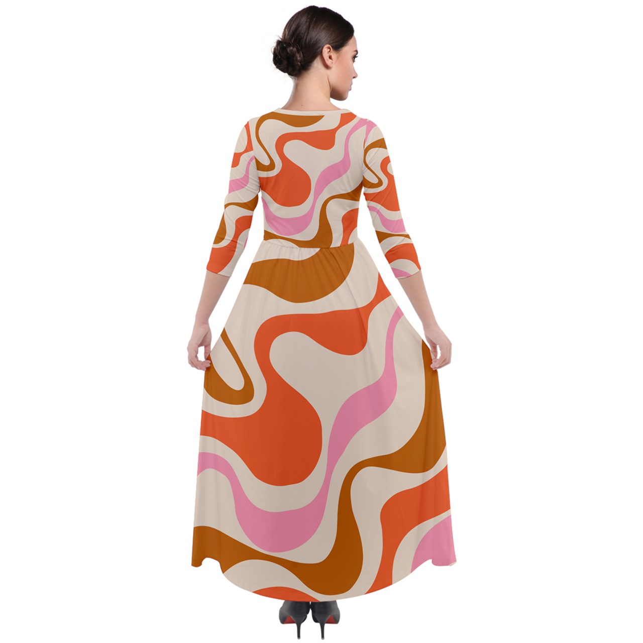 Maxi Dress, Orange Stripe Boho Maxi Dress, 70s Dress Style, Abstract Stripe Maxi Dress, Bohemian Style Dress, Hippie Dress, Hippie Style
