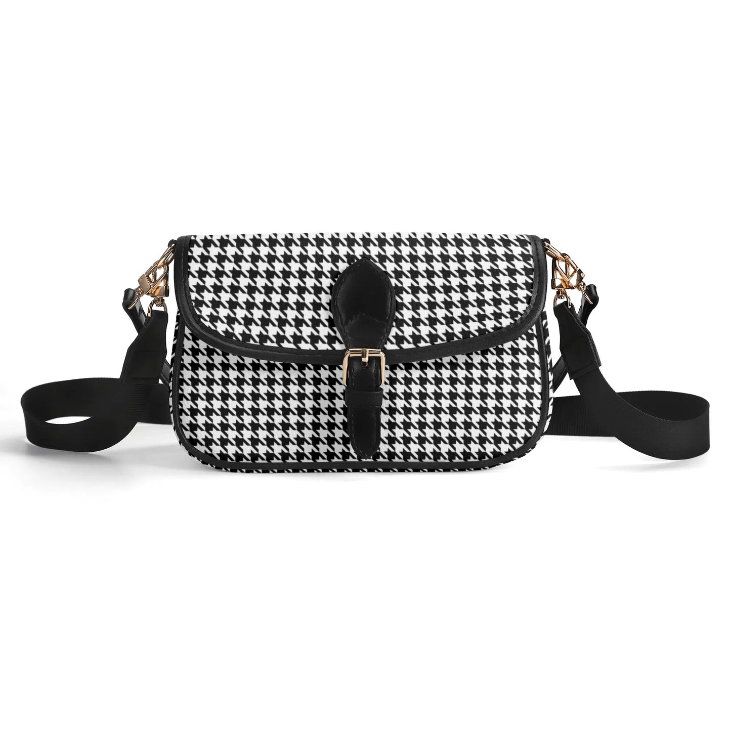 Women's Black Houndstooth Handbag, Houndstooth Purse, Vintage inspired handbag, Vintage Houndstooth Bag, Black and White Purse