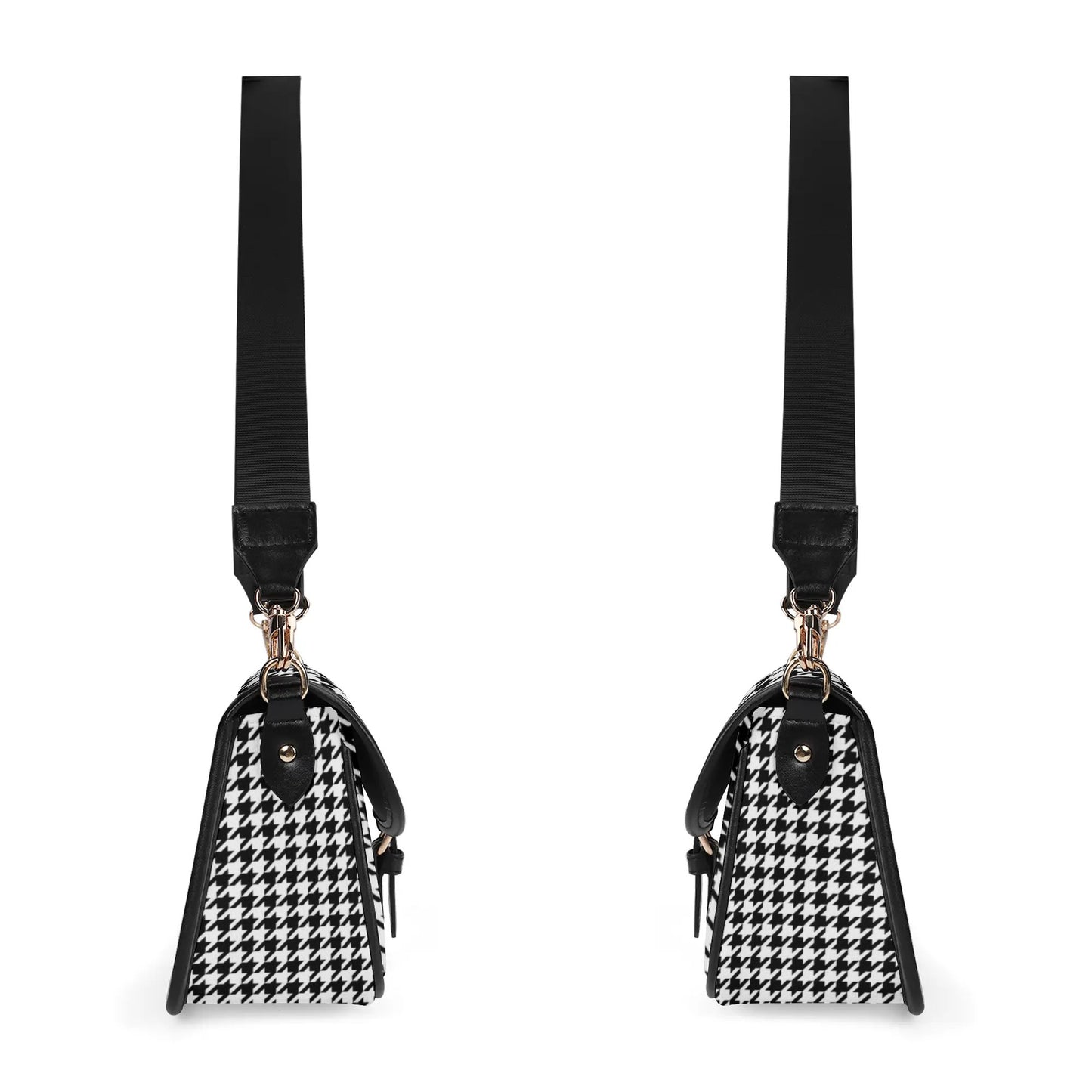 Women's Black Houndstooth Handbag, Houndstooth Purse, Vintage inspired handbag, Vintage Houndstooth Bag, Black and White Purse