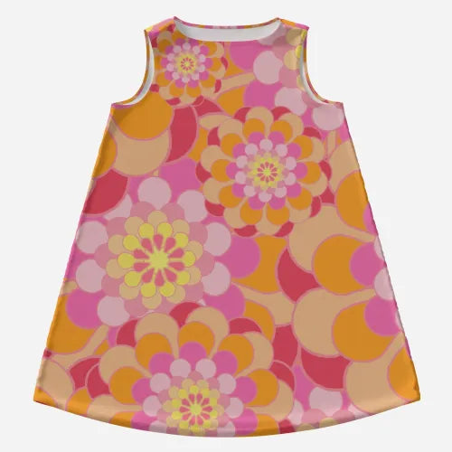 Retro Pink Mod Dress | 60s Style Tent Dress | Sleeveless Go-Go Mini Dress with Bold Floral Print