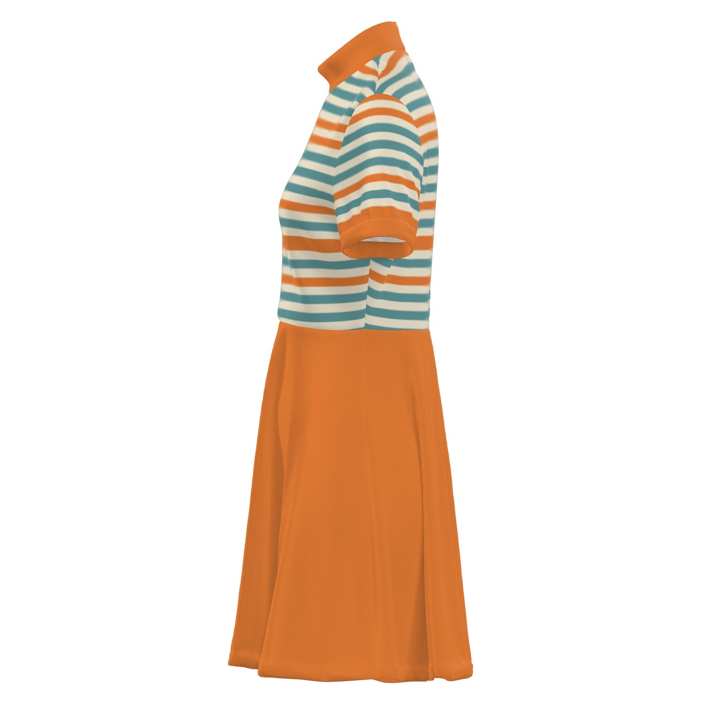 60s Dress Style | Mod Orange & Turquoise Stripe Turtleneck Dress | Retro 60s A-Line Dress | Vintage Mod Fashion