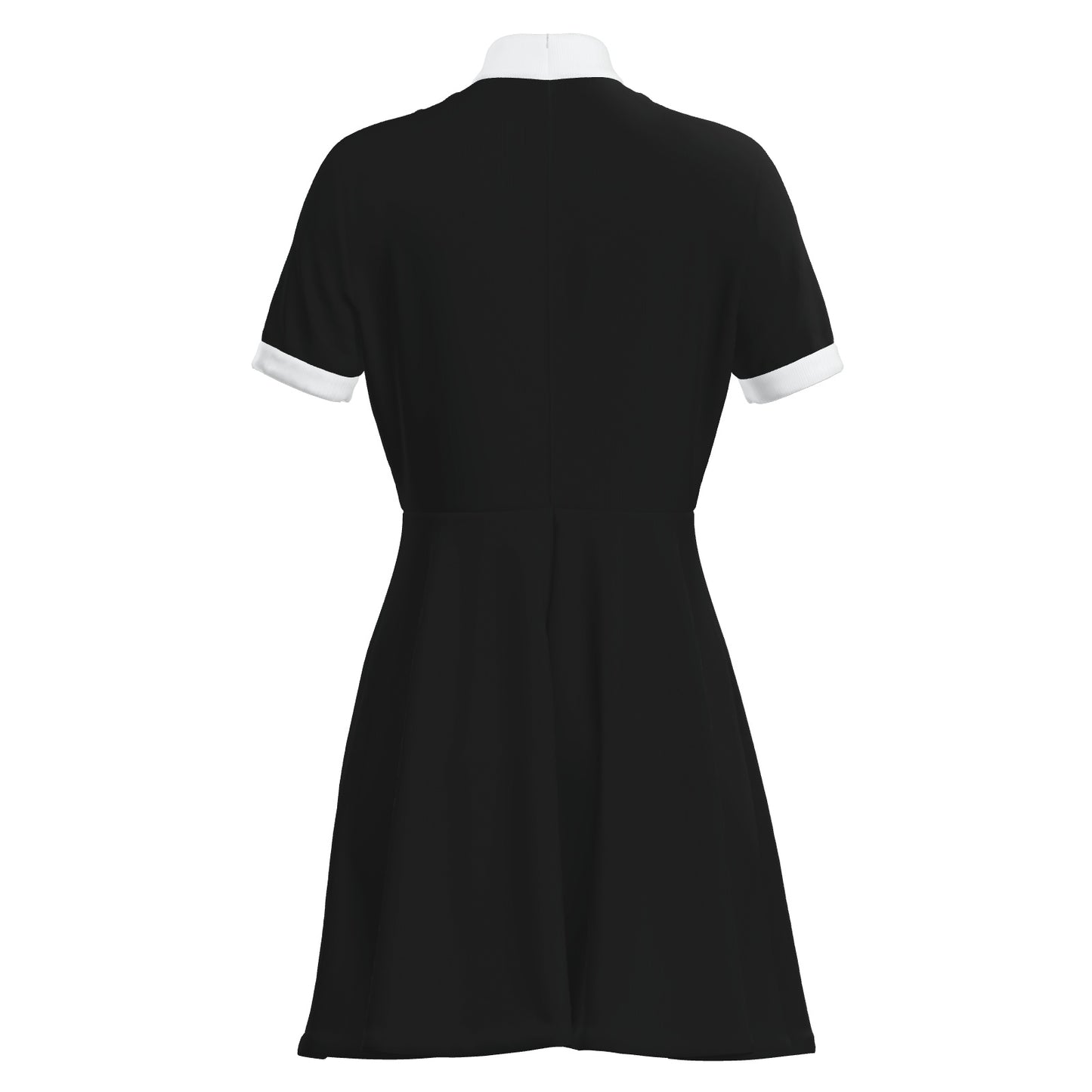 60s Mod Black Mini Dress | Retro Black and White Turtleneck A-Line Mini Dress