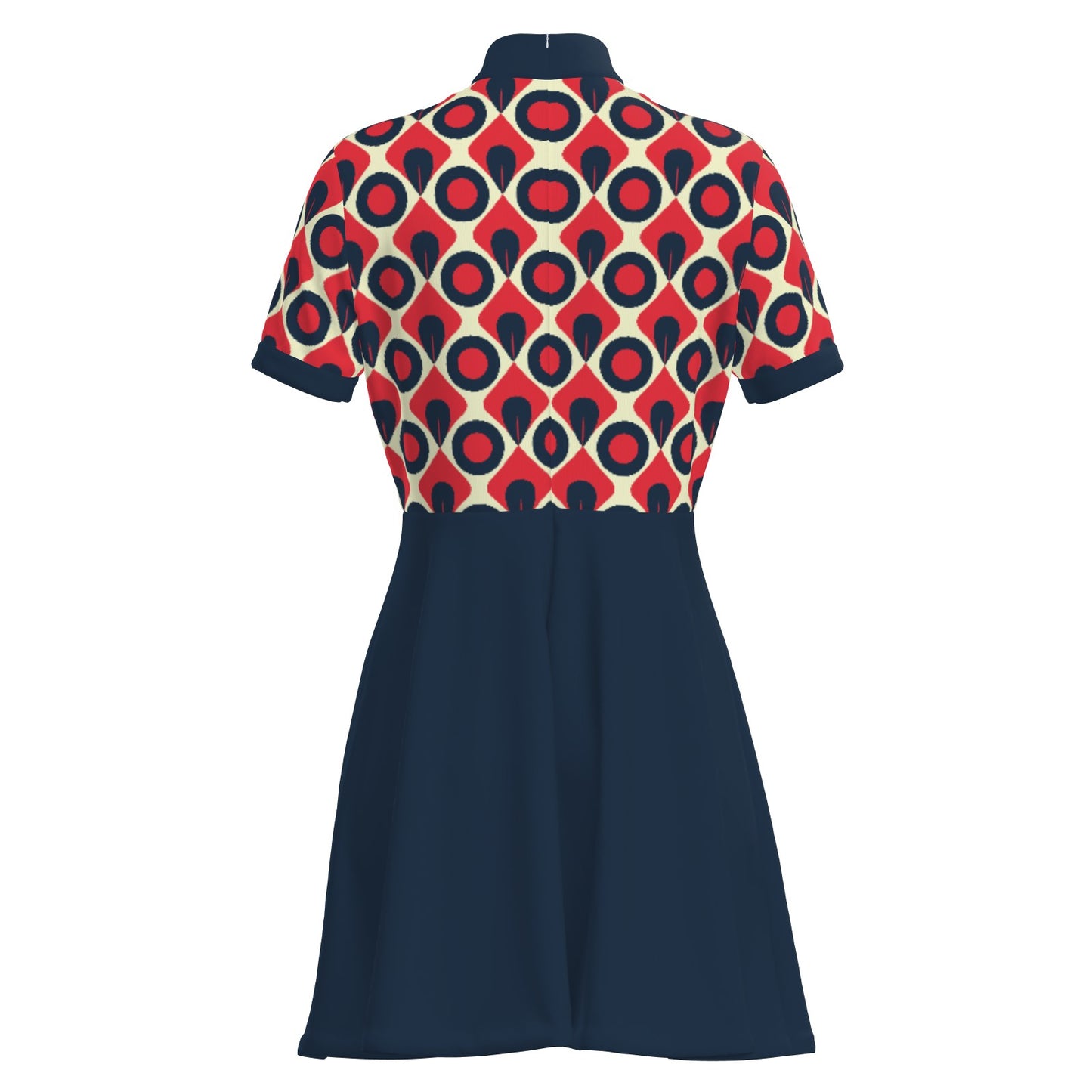 60s Dress Style, 60s inspired Mod Dress | Blue Red Vintage 60s Mini Dress Style | Turtleneck mini dress