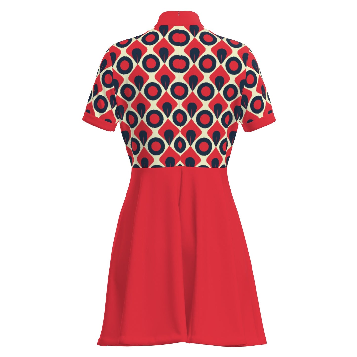 60s Dress Style, 60s inspired Mod Dress | Blue Red Vintage 60s Mini Dress Style | Turtleneck Dress