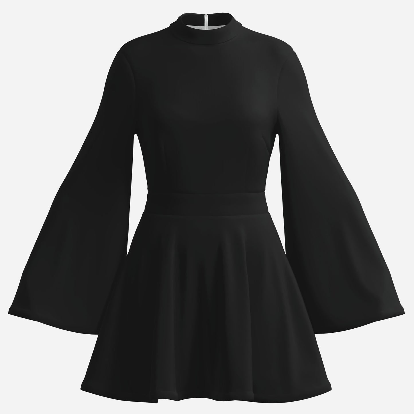 70s Dress Style | Vintage 70s Chiffon Dresses | Retro Black Bell Sleeve Dress | A-Line 70s Mini Dresses