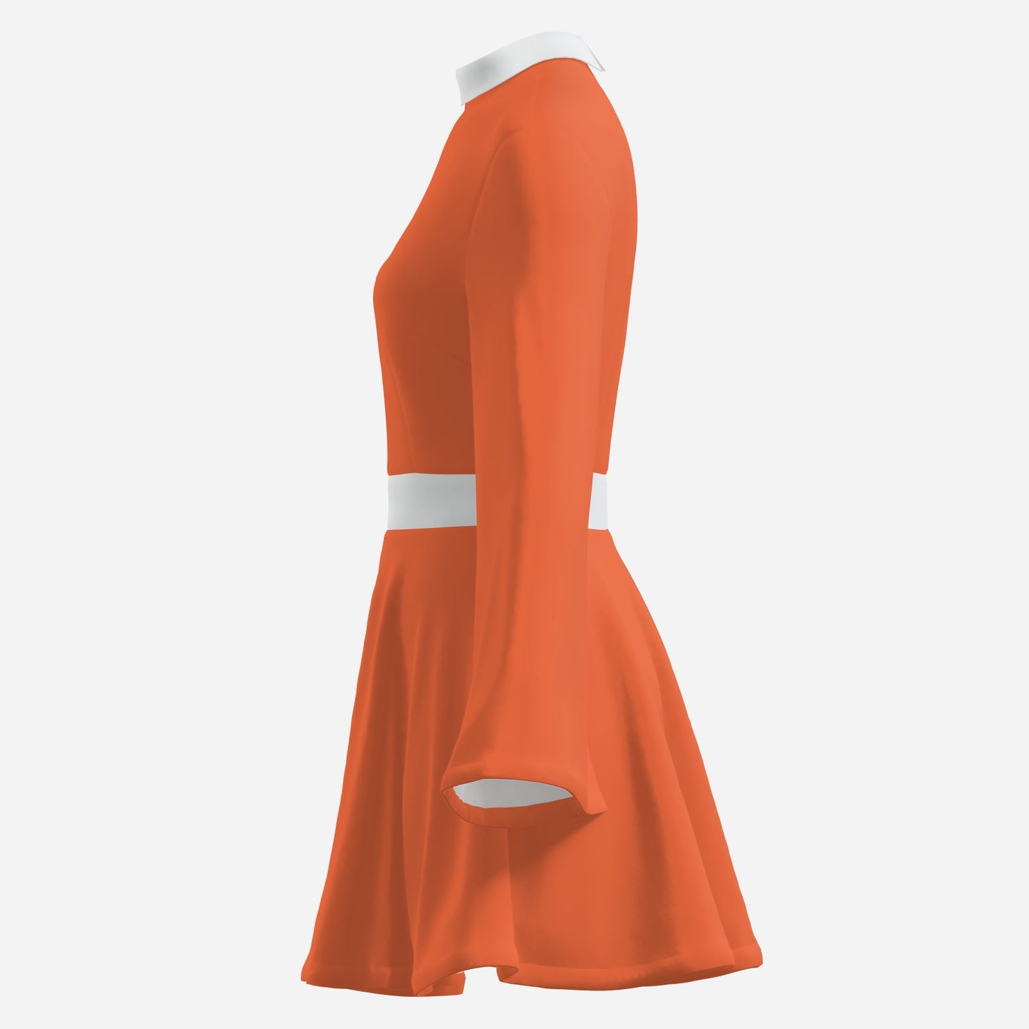 70s Dress Style | Vintage 70s Chiffon Dresses | Retro Orange & White Bell Sleeve Dress | A-Line 70s Mini Dresses