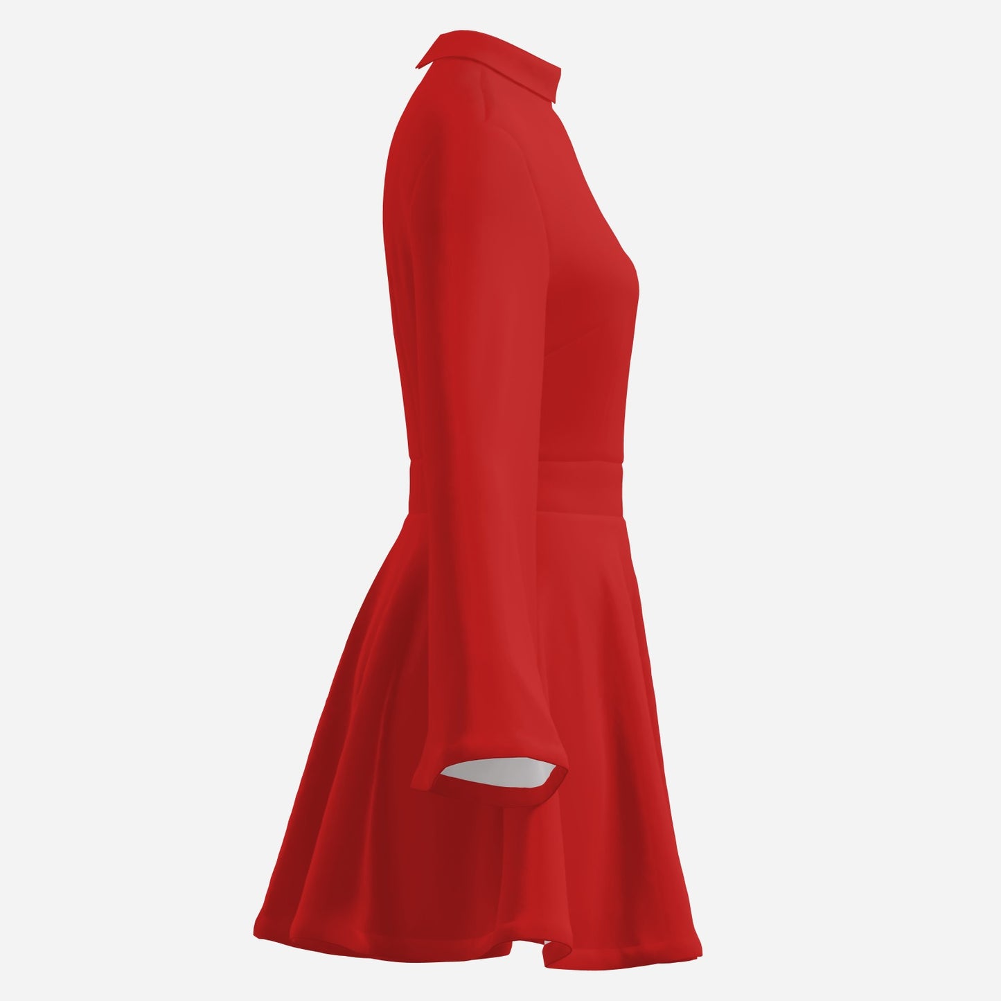 Retro Semi-Sheer Red Chiffon 70s Dress | Bell Sleeve Mini Disco Dress | Red Turtleneck Party Dress | Red 70s Inspired Dress