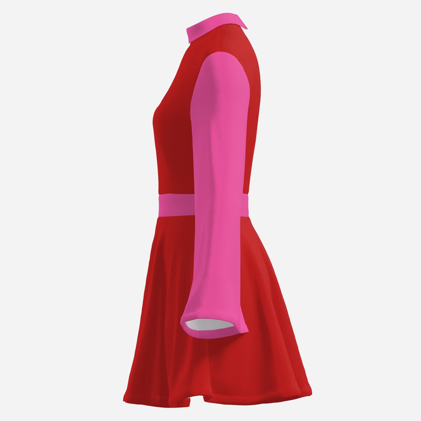 Retro Semi Sheer Pink Red Chiffon 70s Bell Sleeve Mini Dress | 70s Disco Dress