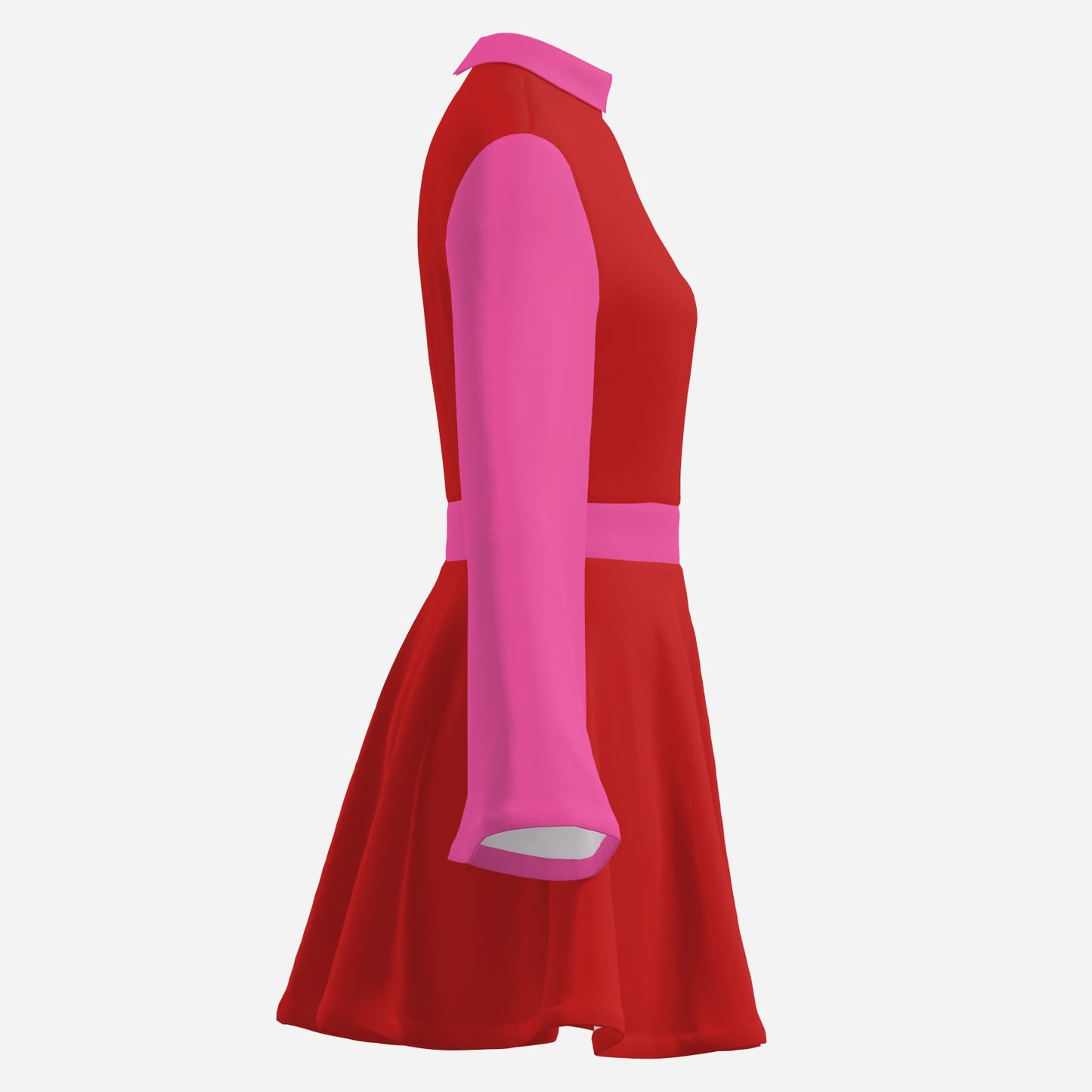 Retro Semi Sheer Pink Red Chiffon 70s Bell Sleeve Mini Dress | 70s Disco Dress