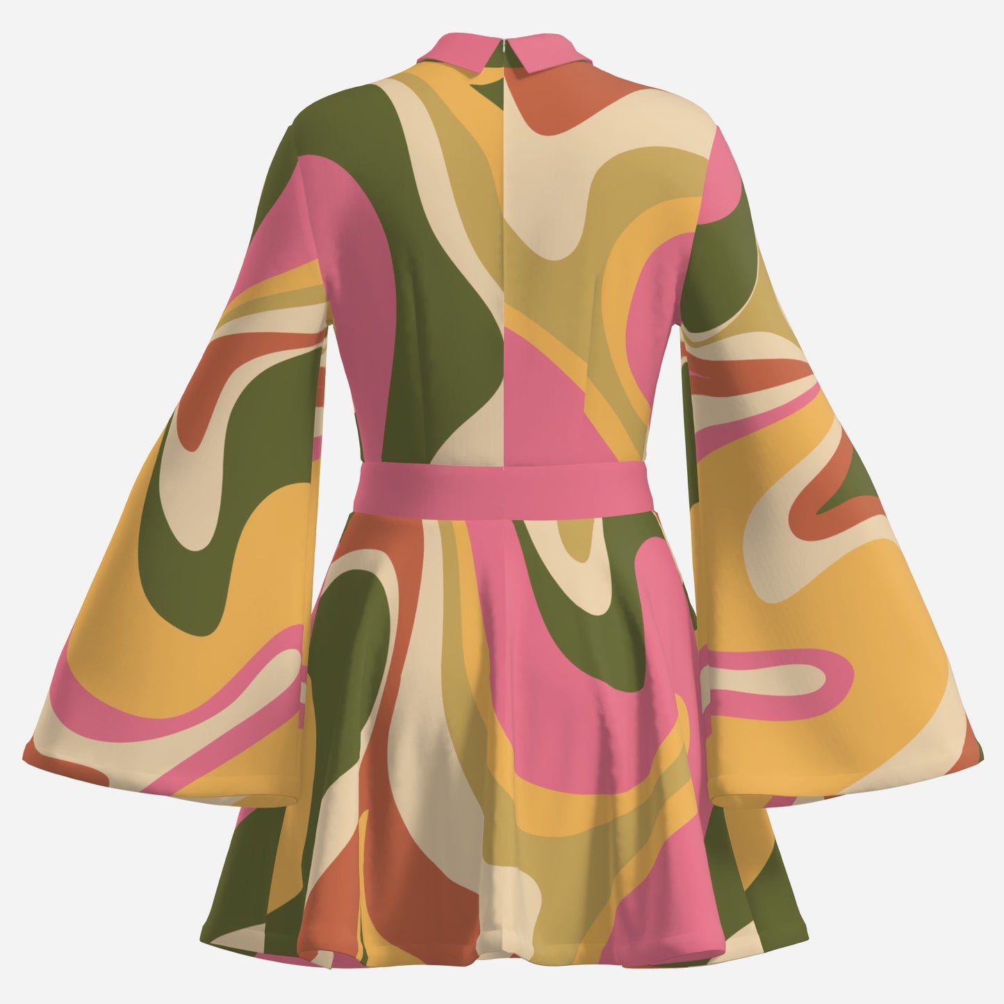 Green & Pink Groovy 70s Style Dress | 70s Disco Dress Style | Vintage Chiffon A-Line Mini Dress | Retro Inspired Clothing | Trendy Hip Buys
