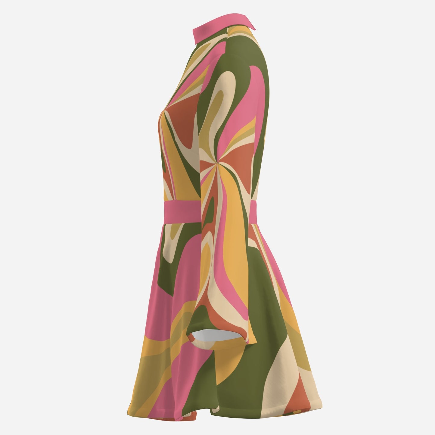 Green & Pink Groovy 70s Style Dress | 70s Disco Dress Style | Vintage Chiffon A-Line Mini Dress | Retro Inspired Clothing | Trendy Hip Buys