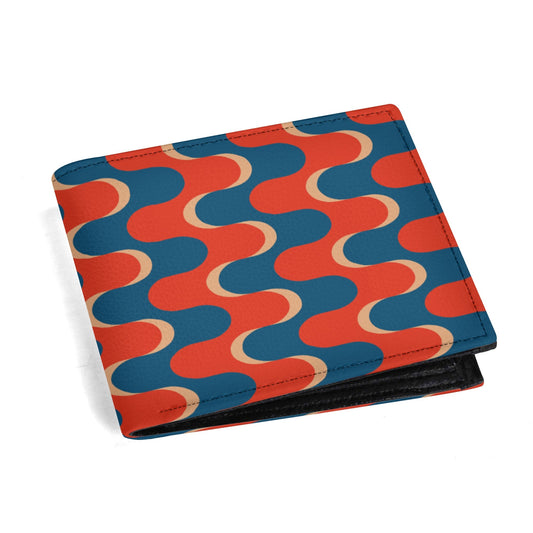 Mod Red & Blue Wallet for Men | 60s 70s Op Art Geometric Wallet | Vintage-Inspired Bi-Fold Wallet | Unique Gift for Men