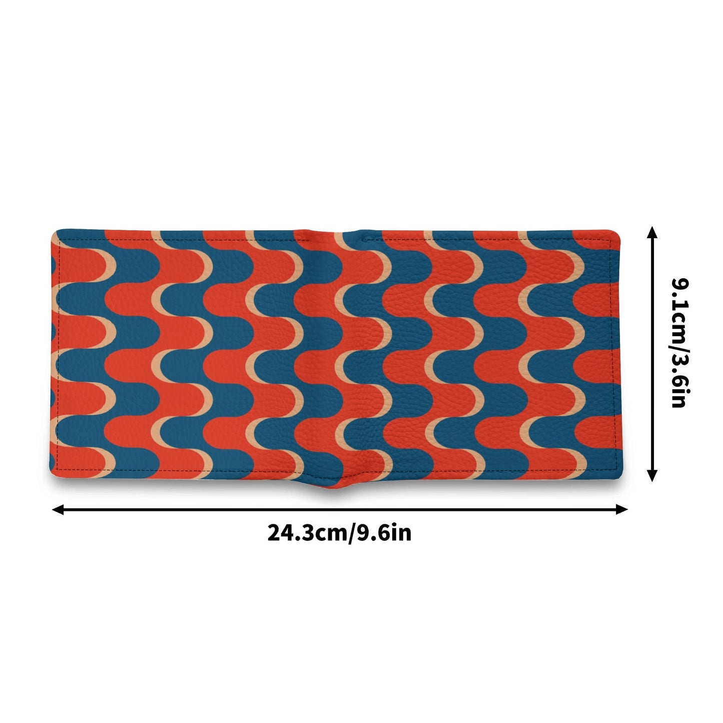 Mod Red & Blue Wallet for Men | 60s 70s Op Art Geometric Wallet | Vintage-Inspired Bi-Fold Wallet | Unique Gift for Men