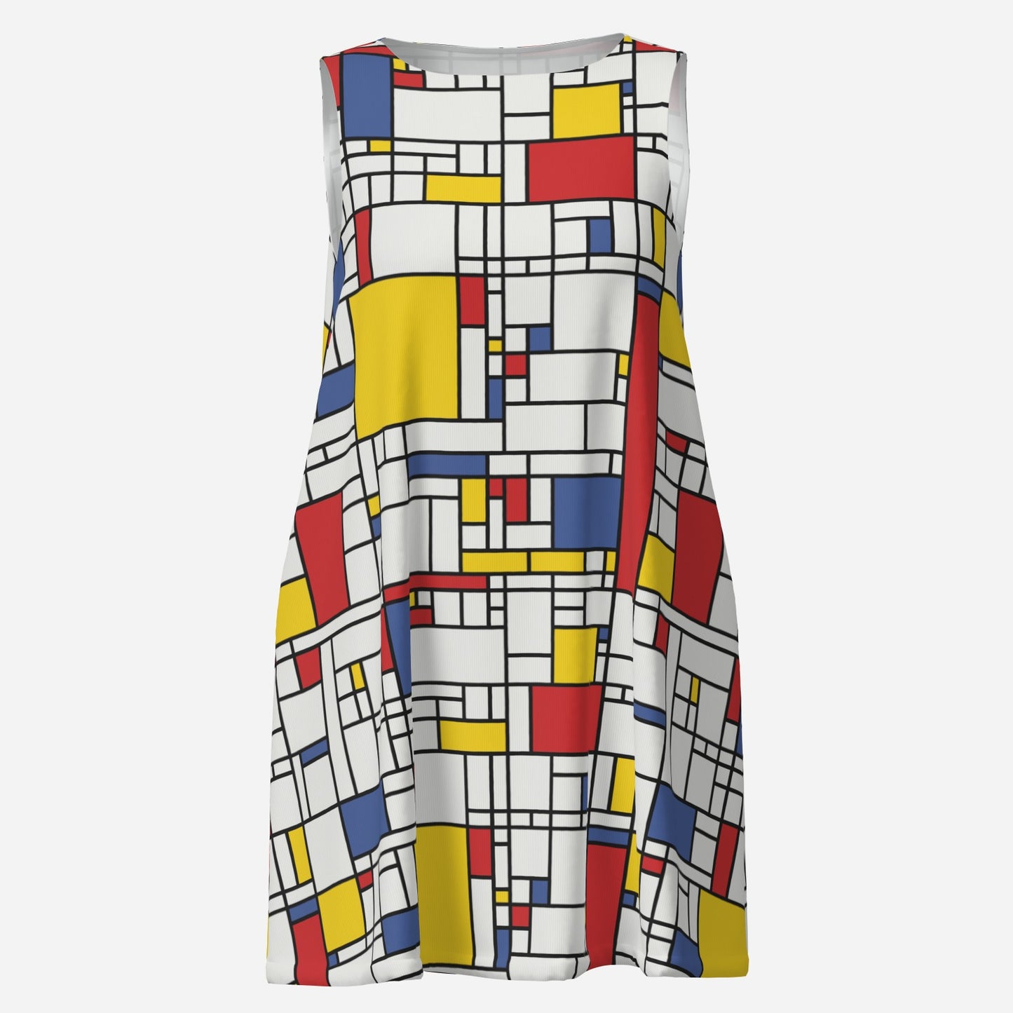 60s Dress Style, 60s Mod Mini Dress | Mondrian Inspired Red Blue Yellow Geometric Tent Dress