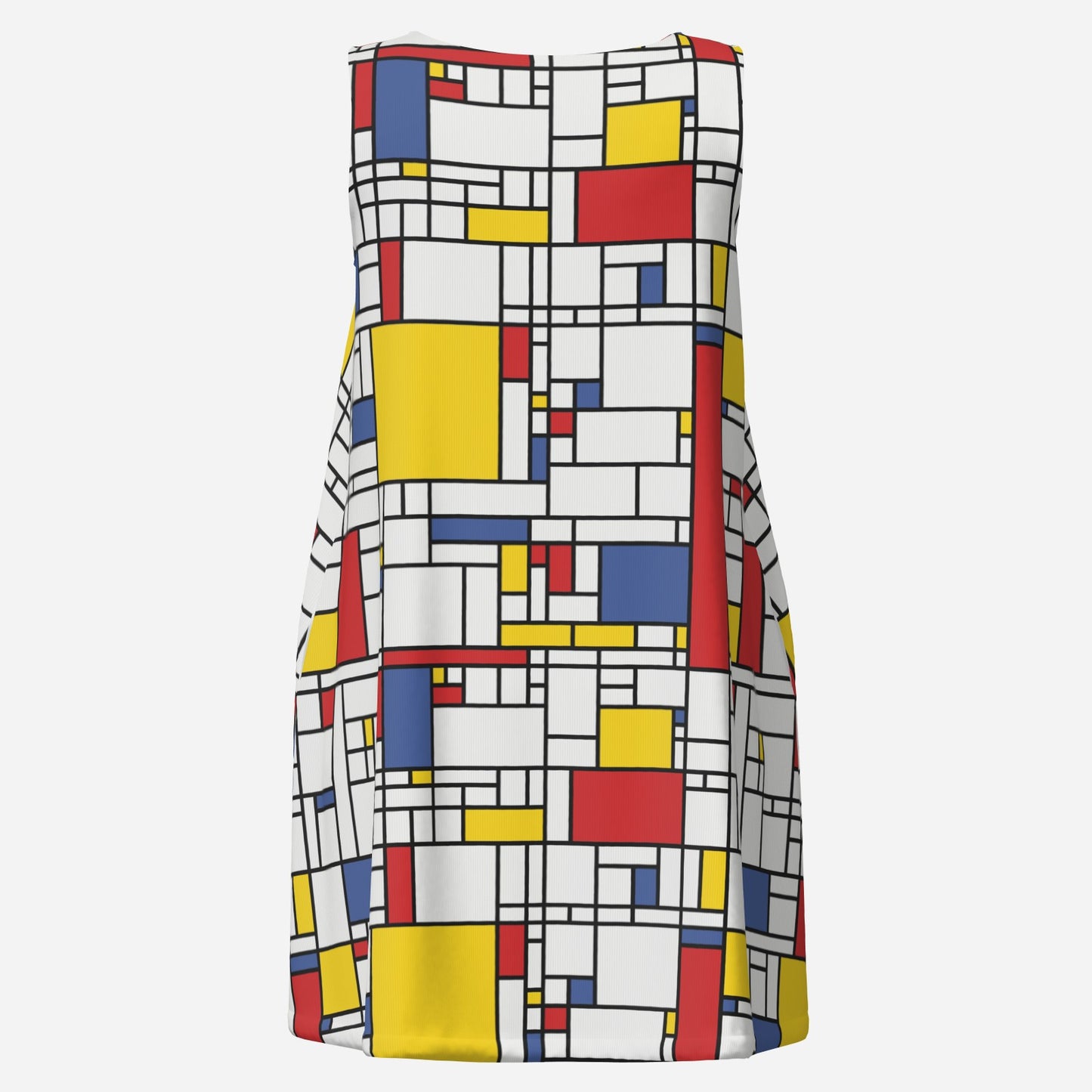 60s Dress Style, 60s Mod Mini Dress | Mondrian Inspired Red Blue Yellow Geometric Tent Dress
