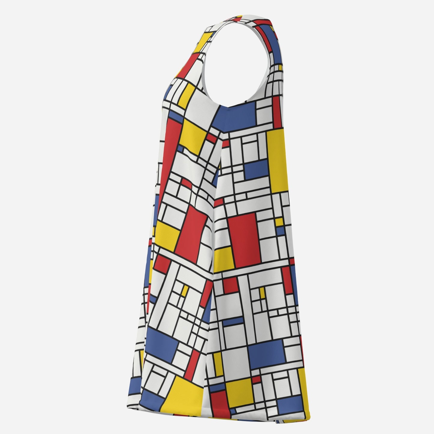 60s Dress Style, 60s Mod Mini Dress | Mondrian Inspired Red Blue Yellow Geometric Tent Dress