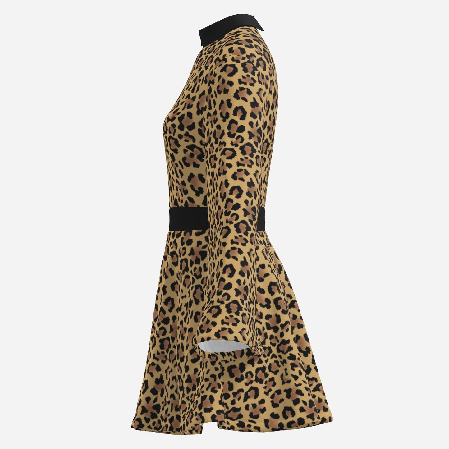 Animal Print 70s Dress Style | Retro Leopard Print Chiffon Bell Sleeve Mini Dress | 70s inspired Disco Dress