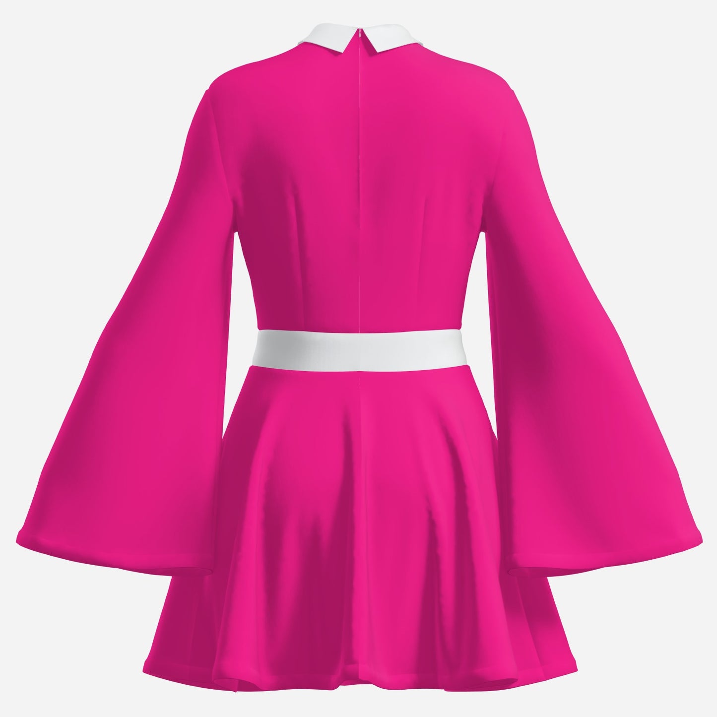 70s Dress Style | Vintage 70s Chiffon Dresses | Retro Pink & White Bell Sleeve Dress | A-Line 70s Mini Dresses
