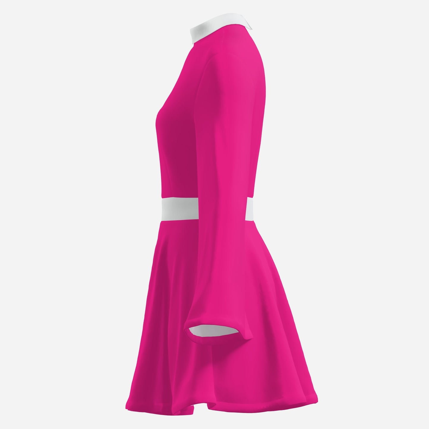 70s Dress Style | Vintage 70s Chiffon Dresses | Retro Pink & White Bell Sleeve Dress | A-Line 70s Mini Dresses