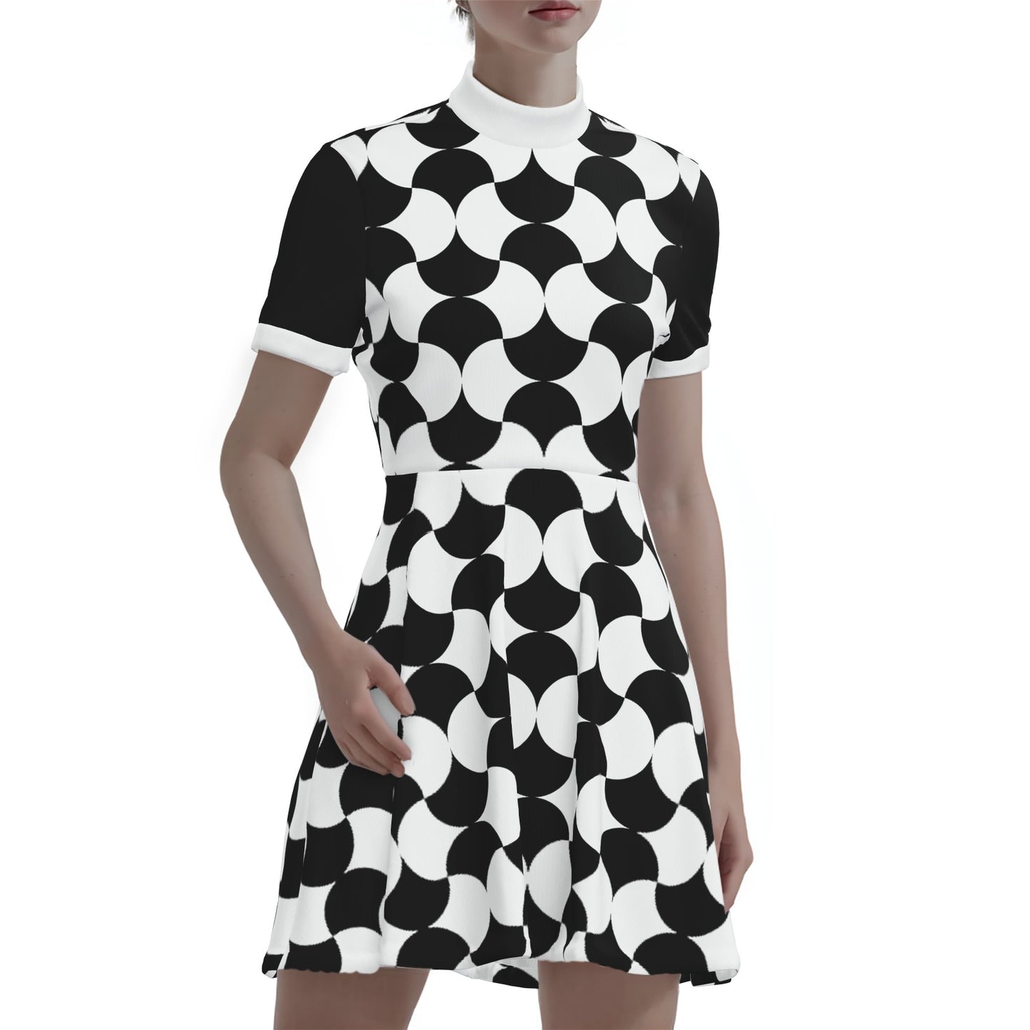 Mod Dress, 60s Dress Style, Black Mod Dress, Black and White Color Block Dress, GOGO Dress, 60s style dress, mini dress, Opt Art Dress