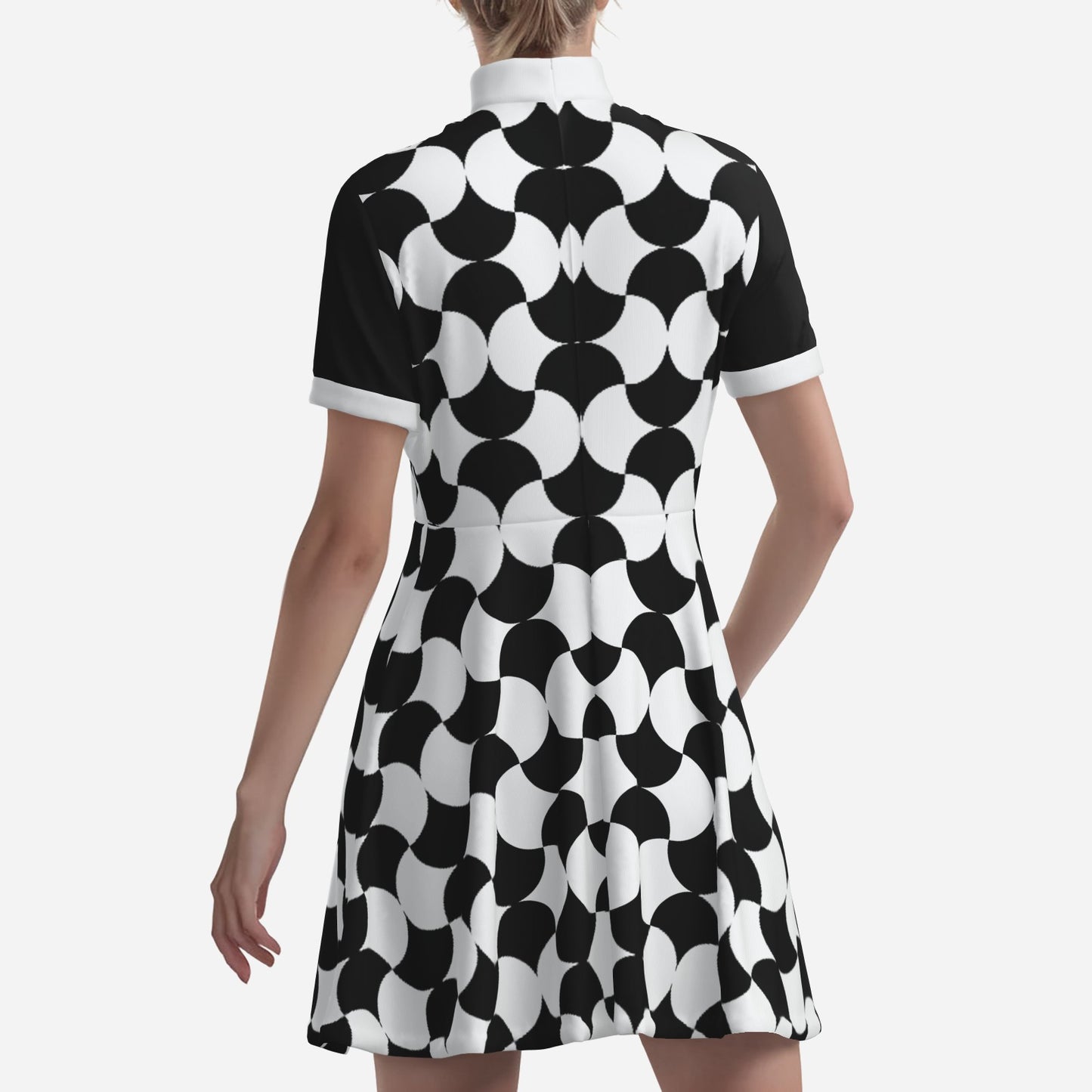 Mod Dress, 60s Dress Style, Black Mod Dress, Black and White Color Block Dress, GOGO Dress, 60s style dress, mini dress, Opt Art Dress