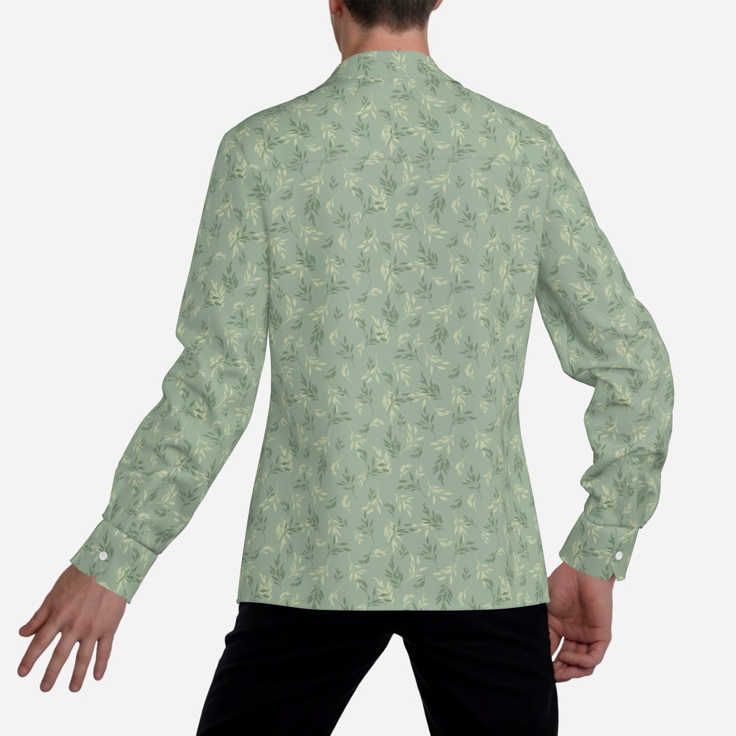 70s Style Shirt Men | Mint Green Shirt Men | Floral Wing Collar Shirt | Retro Dagger Collar Shirt