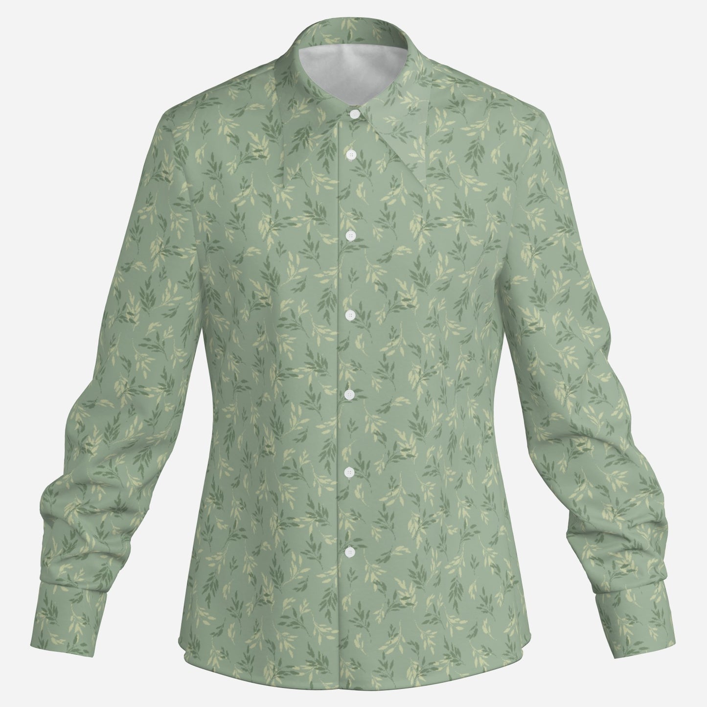 70s Style Shirt Men | Mint Green Shirt Men | Floral Wing Collar Shirt | Retro Dagger Collar Shirt