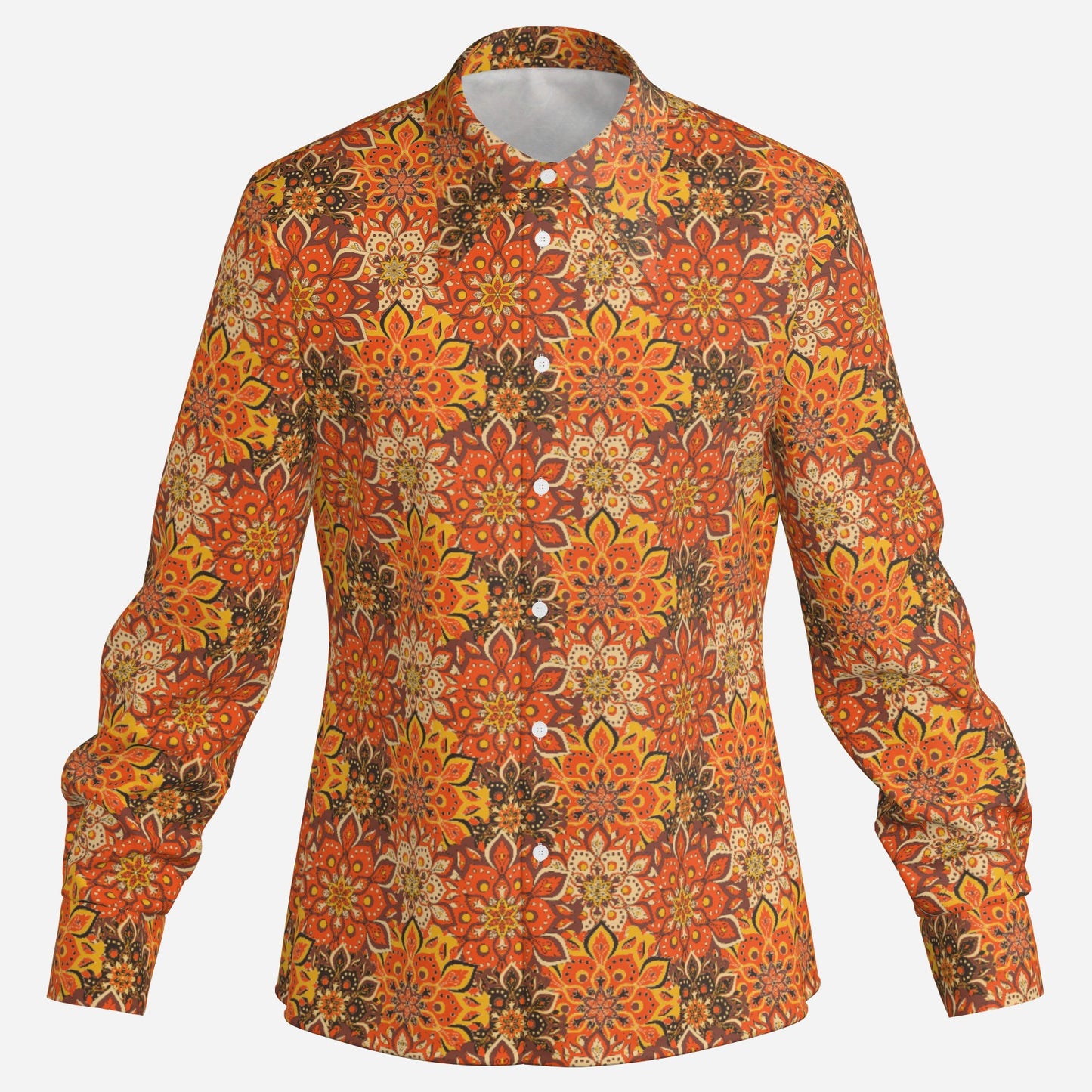 70s Style Shirt, Retro 70s Men's Shirt | Orange Hippie Boho Shirt | Wing Collar Disco Top