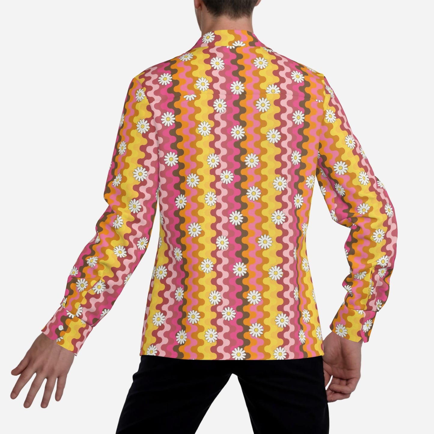 Groovy 70s Floral Shirt Style – Wing Collar Hippie Top | Men's Psychedelic Boho Shirt | Disco Shirt Men