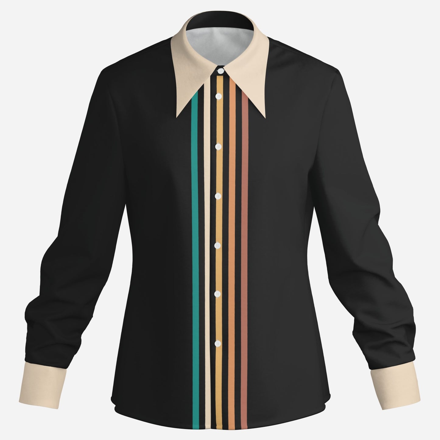 70s Style Shirt Men, 70s Wing Collar Shirt, 70s Hippie Shirt, Brown Stripe Shirt, Boho Shirt Men