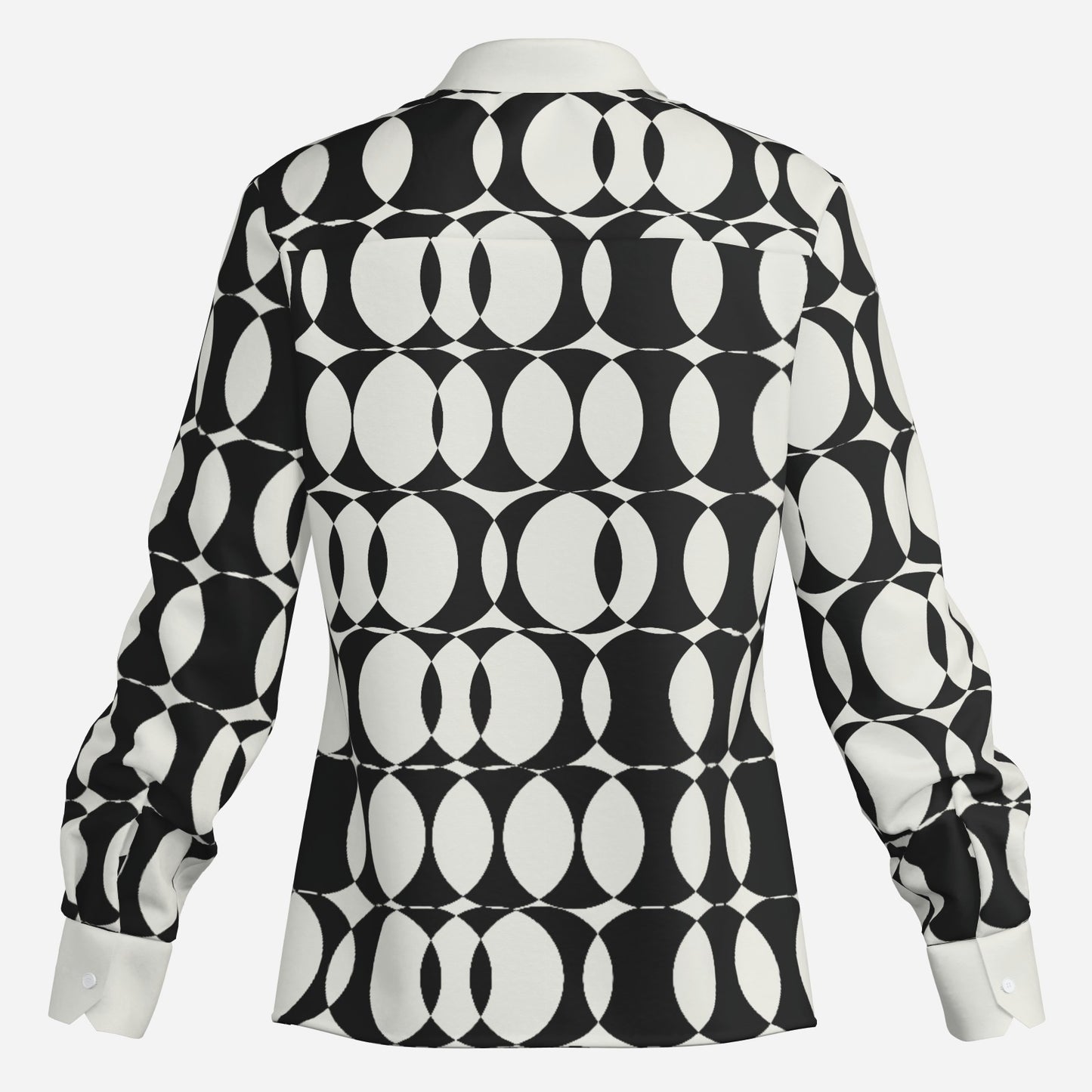 Men's 70s Style Shirt, Op Art Shirt, Black and White Geometric Shirt, Wing Collar Shirt
