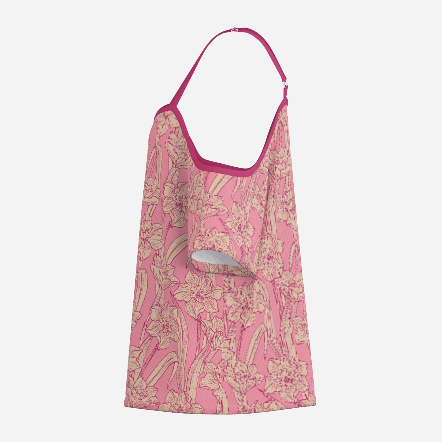 Women’s Neon Pink Floral Off Shoulder Top | Eco-Friendly Imitation Cotton Flutter Sleeve Blouse
