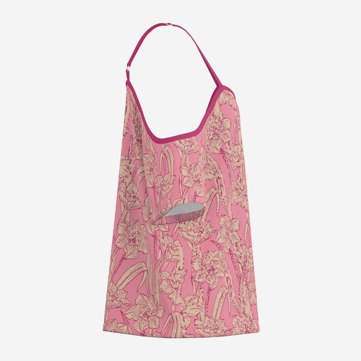 Women’s Neon Pink Floral Off Shoulder Top | Eco-Friendly Imitation Cotton Flutter Sleeve Blouse