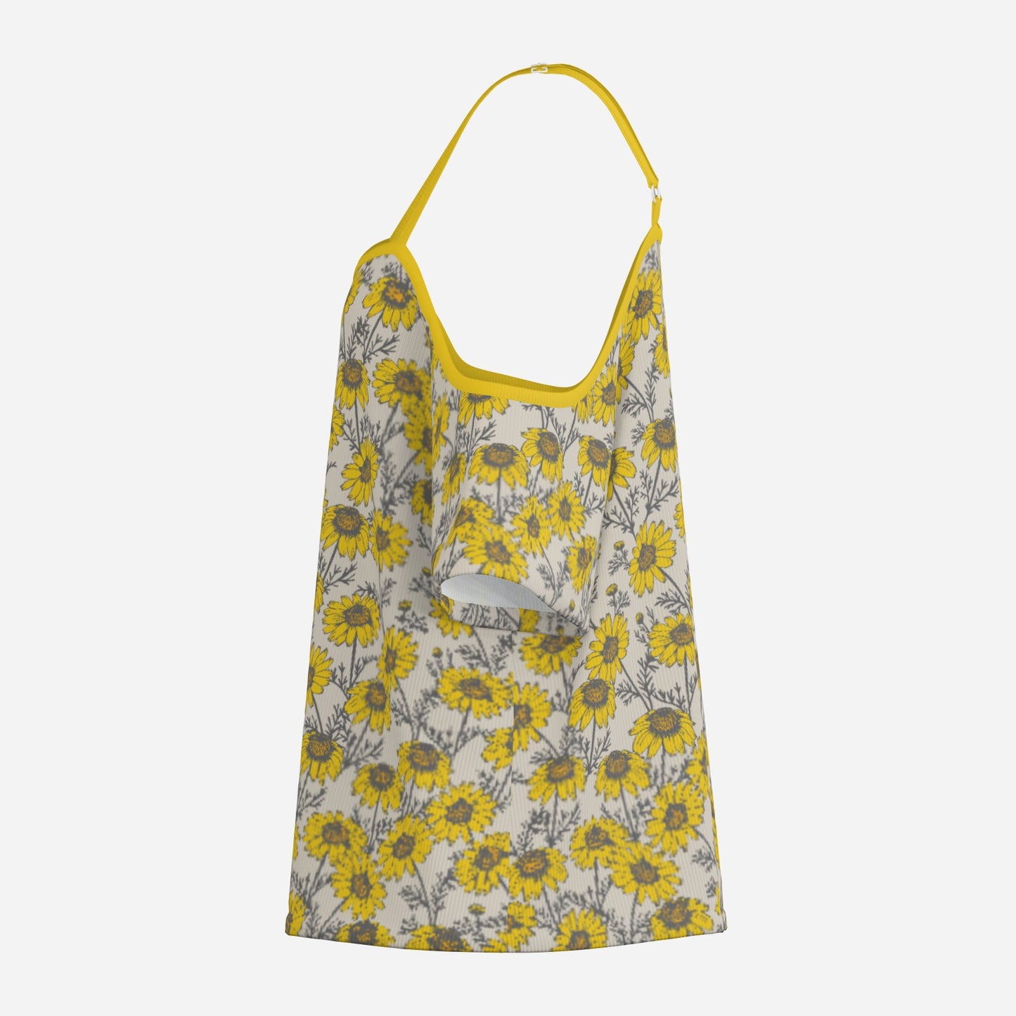 Women’s Yellow Floral Off Shoulder Top | Eco-Friendly Imitation Cotton Flutter Sleeve Blouse
