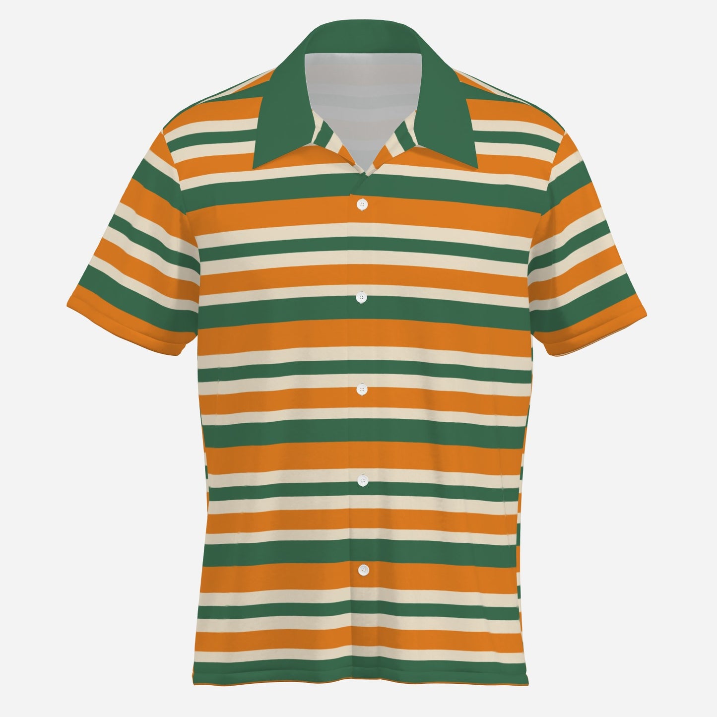 Men’s 70s Style Shirt, Retro 70s shirt style, Orange Green Stripe Shirt, Retro Shirt Men Short Sleeve