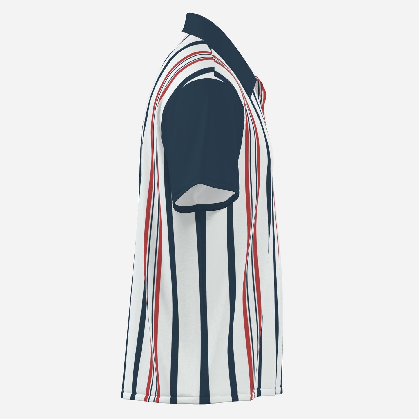 Men’s 50s Style Shirt | Retro Red Blue Stripe Shirt | Vintage Nautical Rockabilly Shirt Men