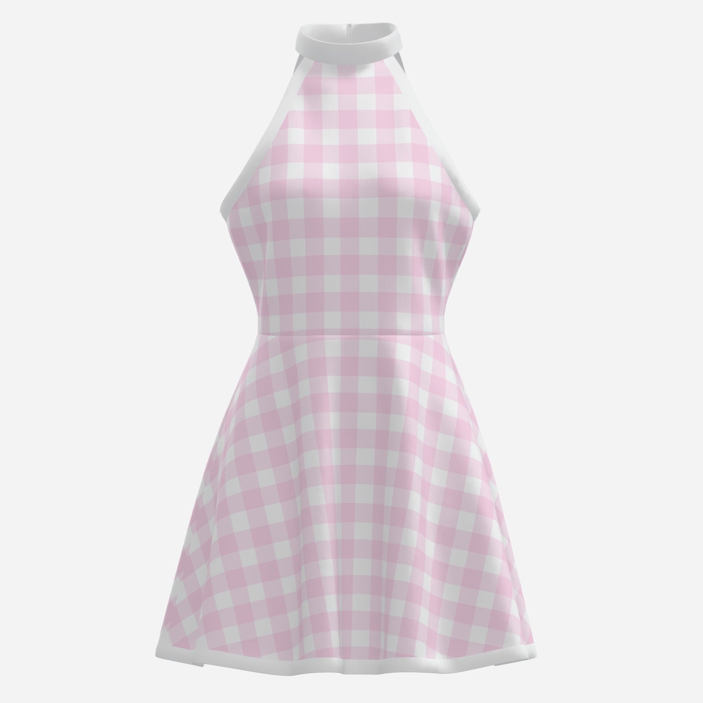 Vintage 60s Style Pink Gingham Dress | Retro Halter Mini Dress | 60s style mini dress