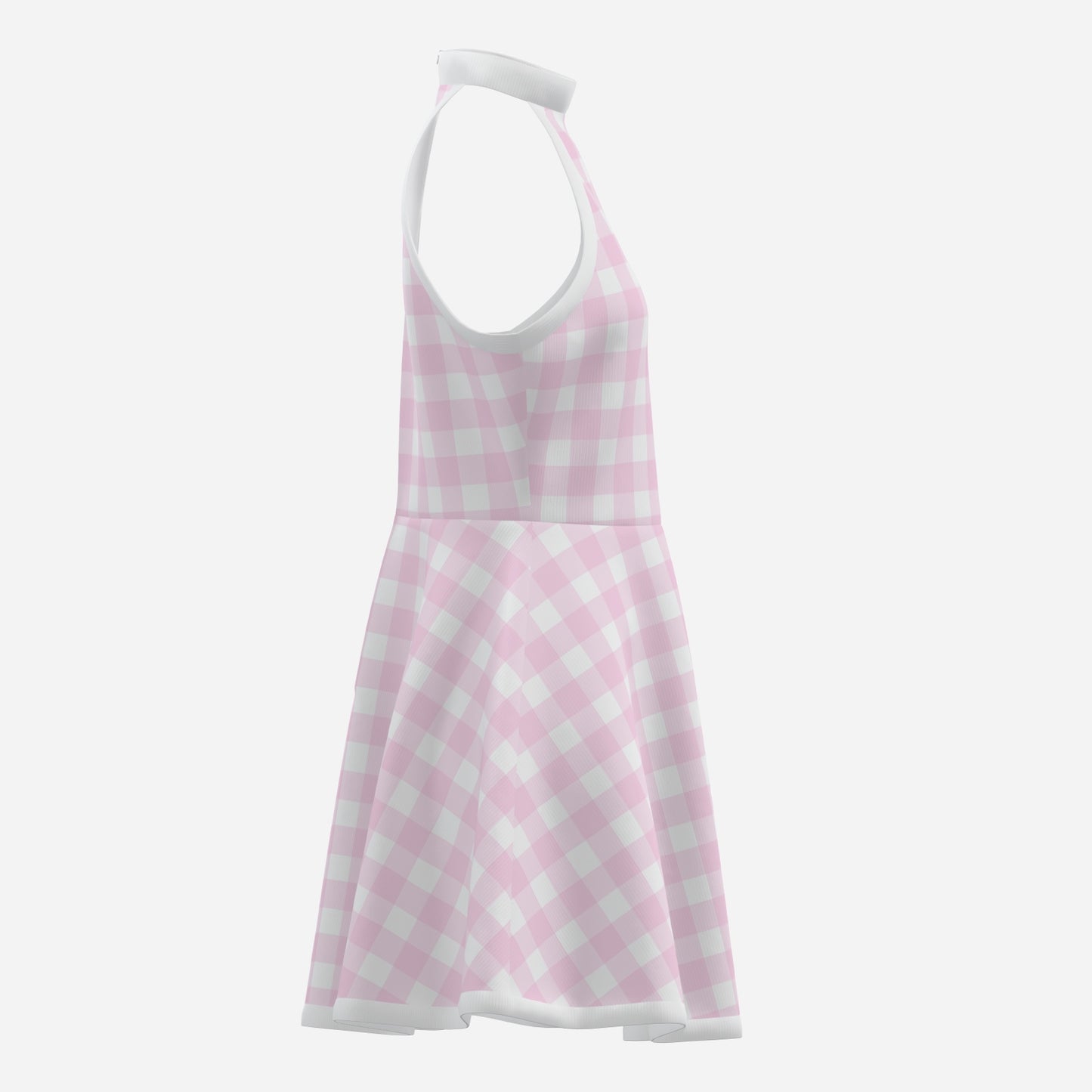 Vintage 60s Style Pink Gingham Dress | Retro Halter Mini Dress | 60s style mini dress