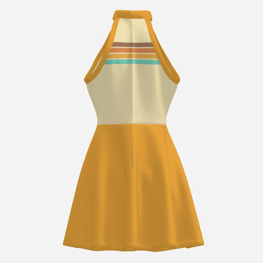 Vintage halter Dress Style, 70s style Dress, Retro halter Dress Mini Dress, Retro Mustard yellow Dress