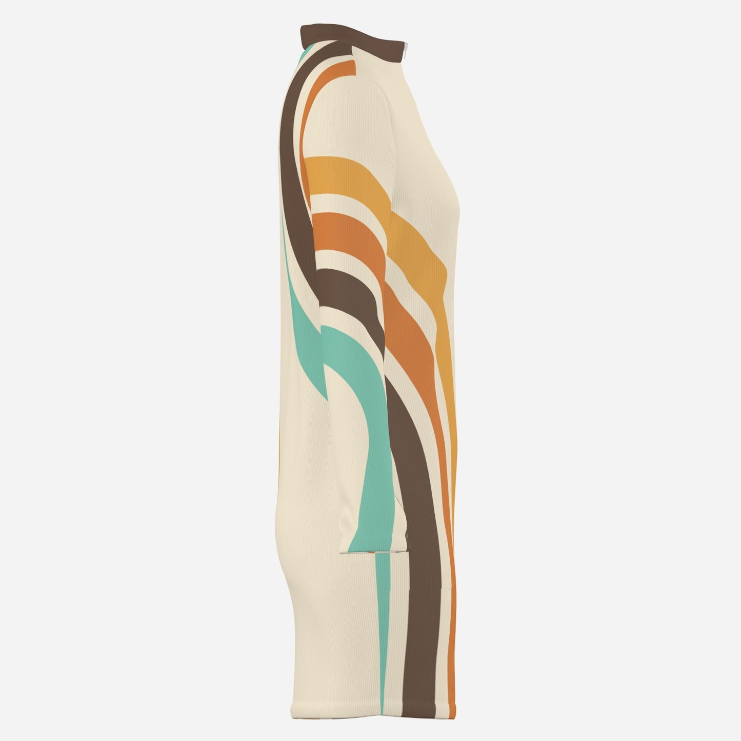 Mod 60s 70s Scuba Dress | Groovy Stripe Beige Mini Dress | Long Sleeve Shift Dress | Retro 60s 70s Style Dress