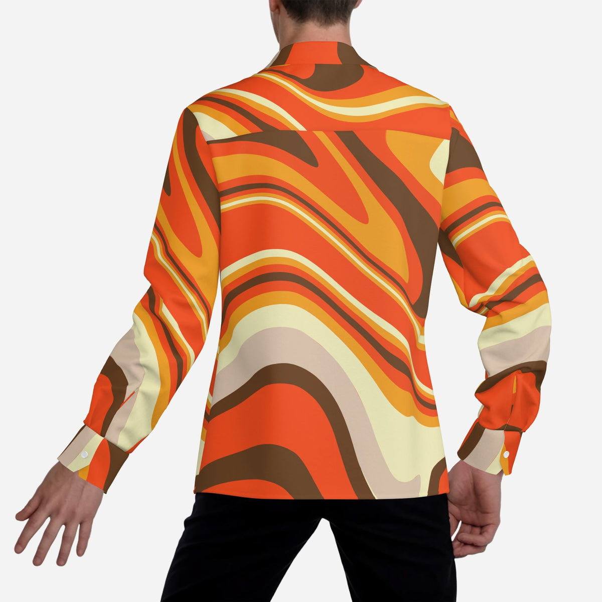 70s Style Shirt | Retro 70s Men's Shirt | Orange Hippie Boho Shirt | Wing Collar Disco Top | Orange Stripe Shirt Men