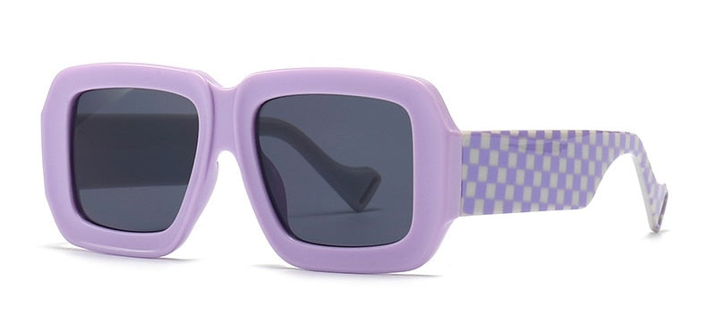 Women's Retro Square Sunglasses, Checker Square Sunglasses, Vintage Style Sunglasses