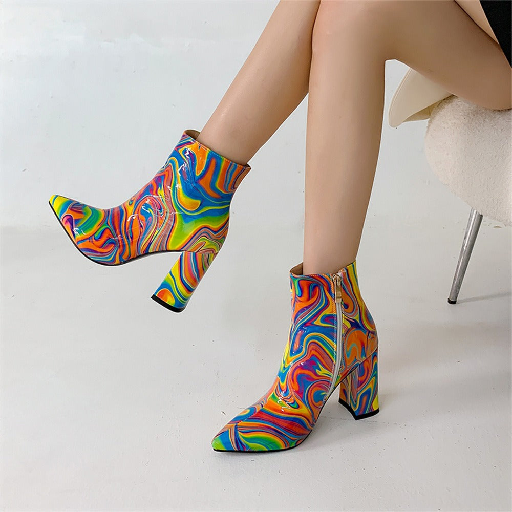 Groovy Psychedelic 70s boots, 70s Style Ankle Boots, Hippie Boots, 70s Style Boots