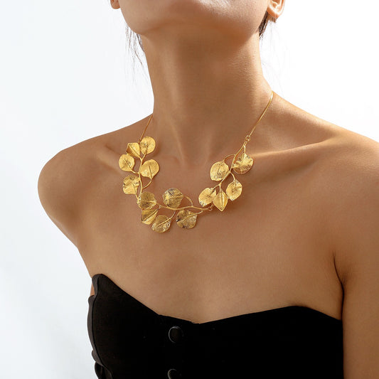 Creative Gold/Silver Statement leaves Necklace