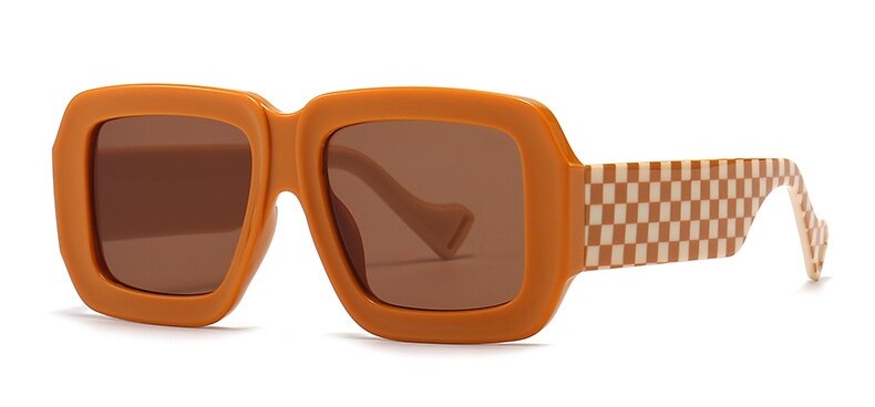 Women's Retro Square Sunglasses, Checker Square Sunglasses, Vintage Style Sunglasses