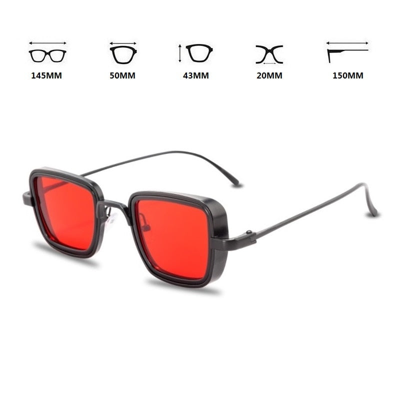 Unisex Vintage Steampunk Sunglasses, Retro Square sunglasses, Metal Square Sunglasses, UV400 Sunglasses