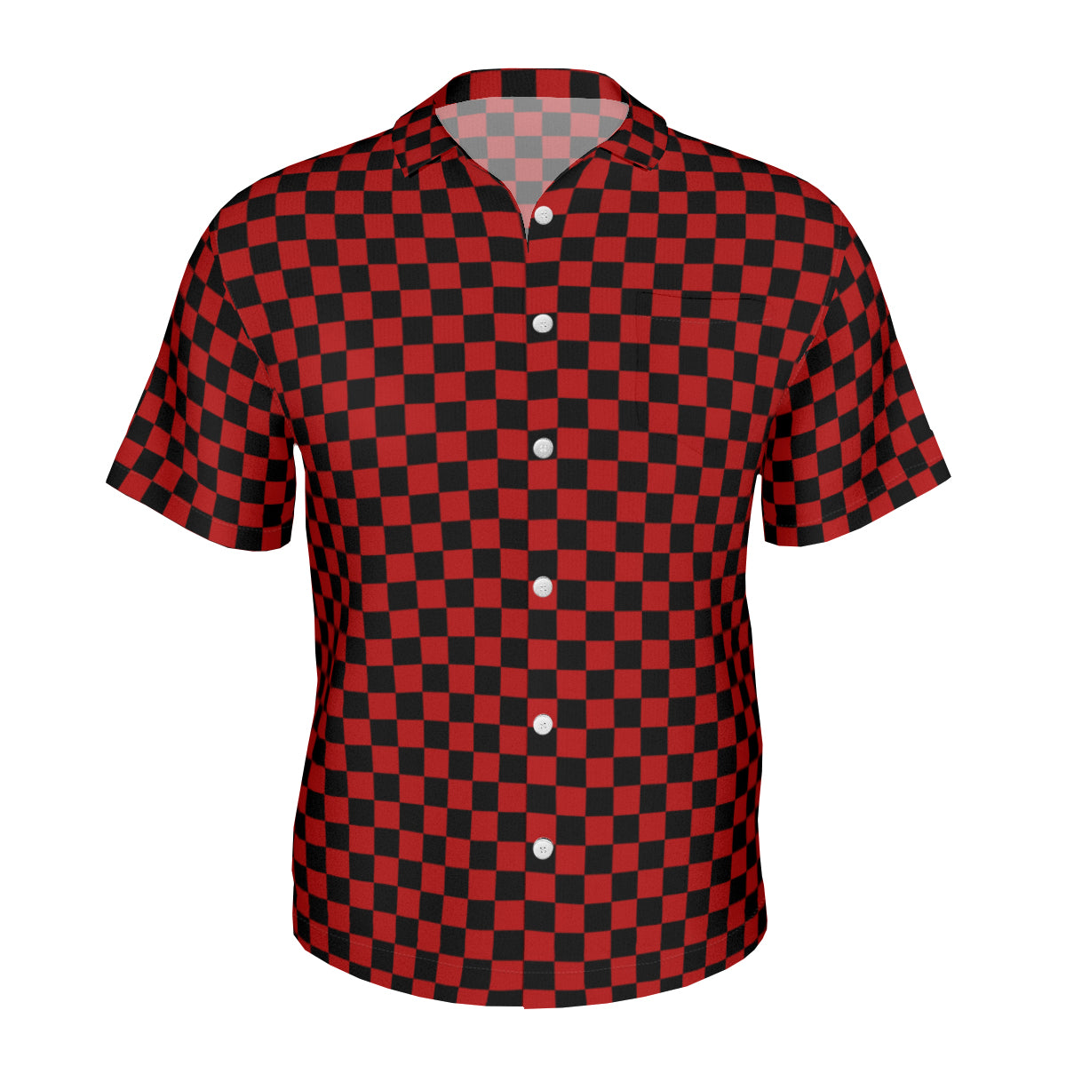 Men's Black and Red Checker Shirt, Vintage Style Checker Shirt, Retro Shirt Men, Checker Short Sleeve Shirt