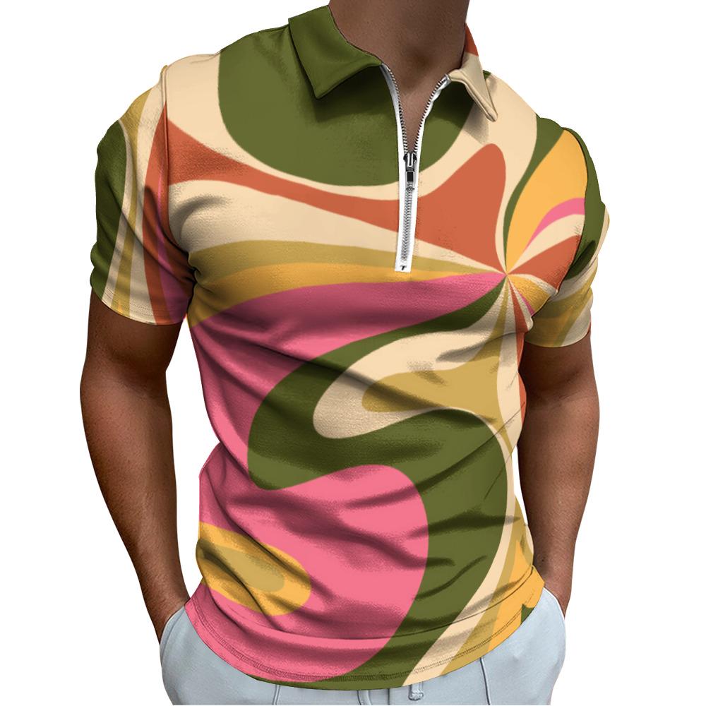 Men's 70s Groovy Polo Shirt | Retro Polo Shirt Men | Multicolor Disco Polo