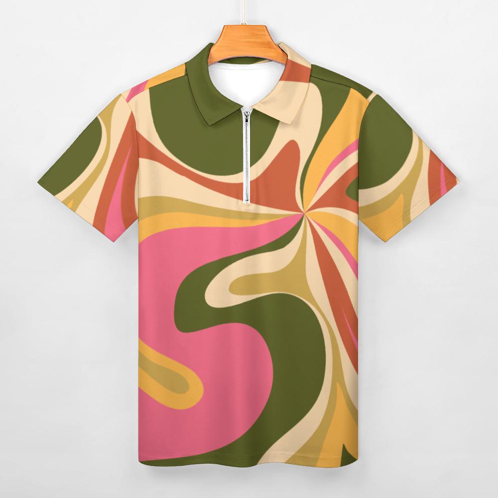 Men's 70s Groovy Polo Shirt | Retro Polo Shirt Men | Multicolor Disco Polo
